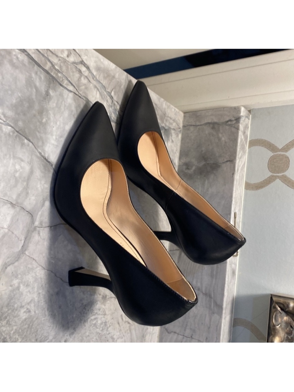 Beau Soles Black Pointed-Toe Women's High Heels - Picture 2 of 7